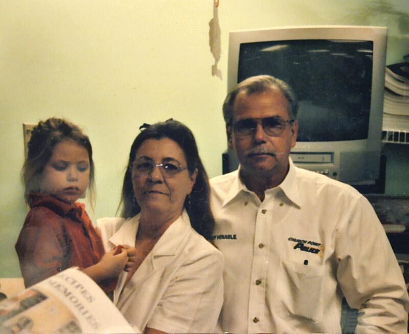 Photo of Author (Kallie Johnston) with her grandparents (Albert and Faye Venable).