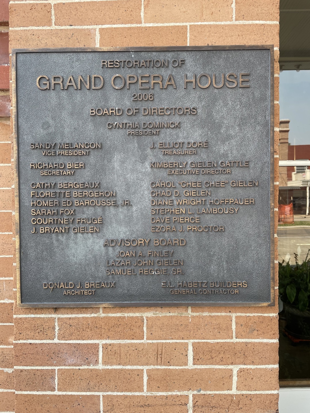 Plaque of the Restoration of the Grand Opera House in 2006