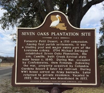 Seven Oaks Plantation Site Marker