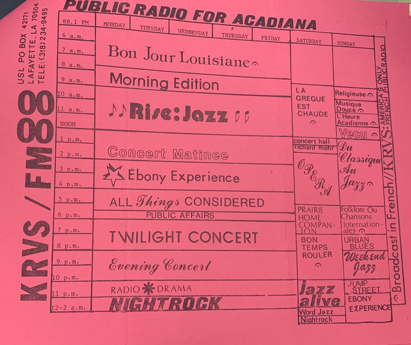 1982 KRVS Program
