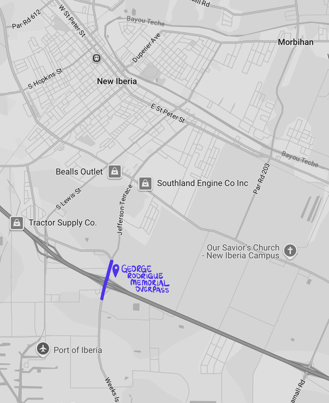 George Rodrigue Memorial Overpass Location