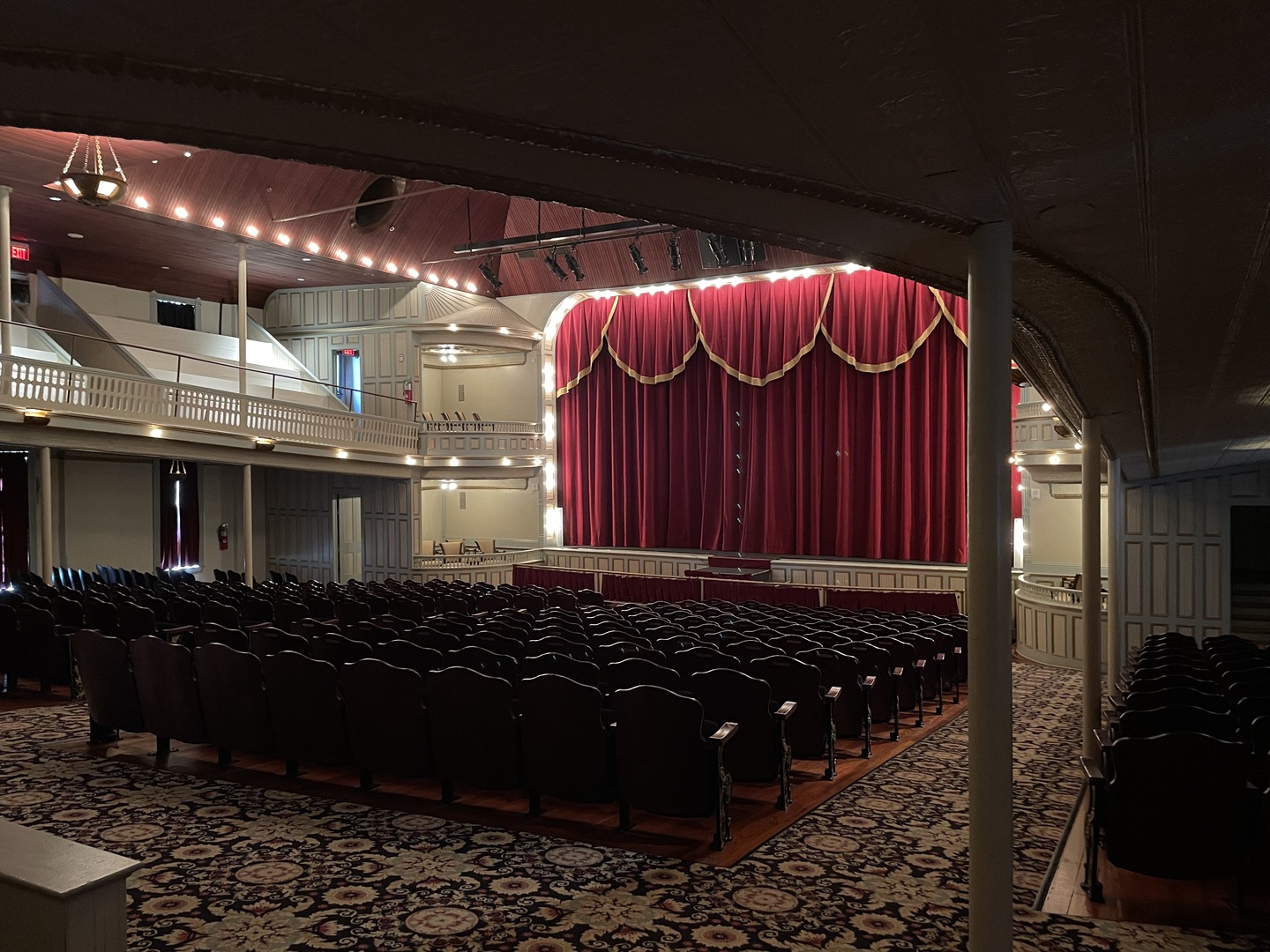 View of the seats and stage from the right side