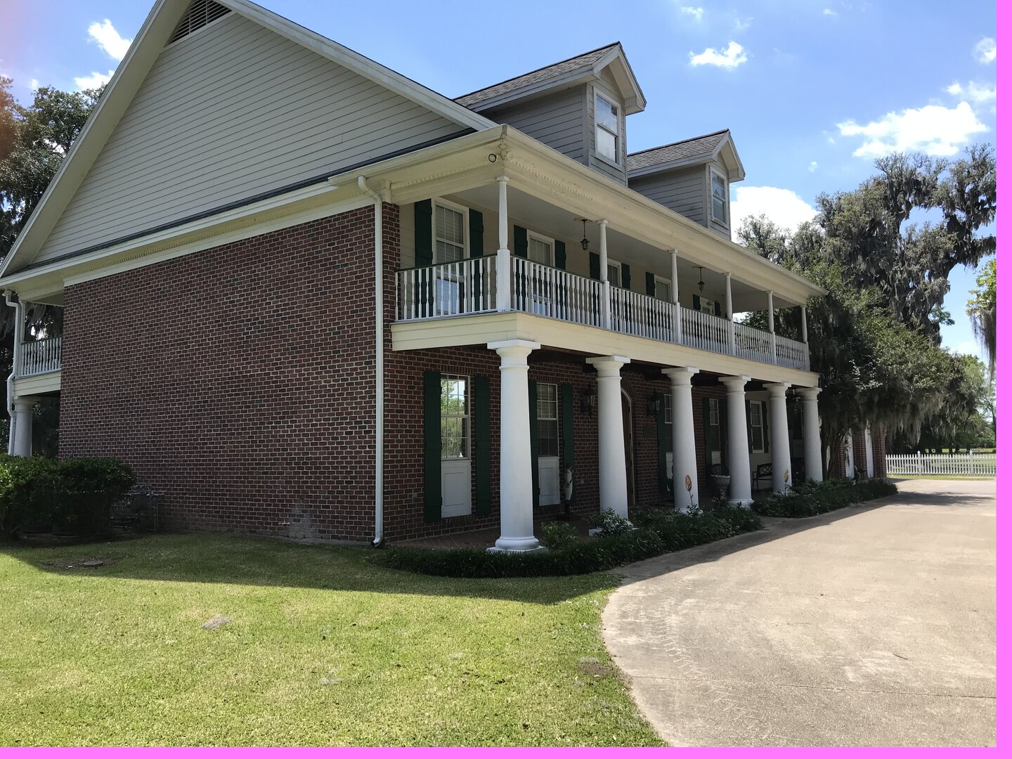 The front porch of the reconstructed Darby Plantation.