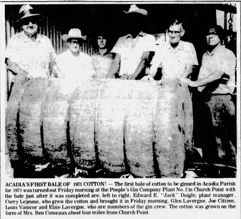 First Cotton Bale of 1971 Ginned