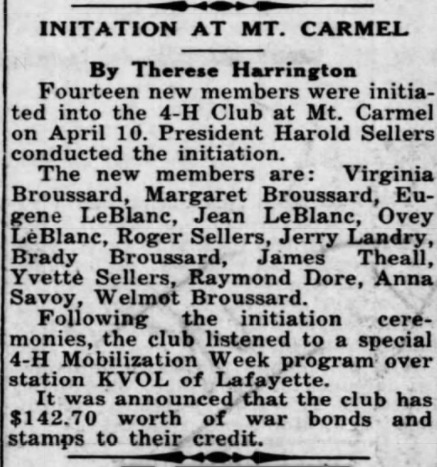 4-H Club and War Bonds