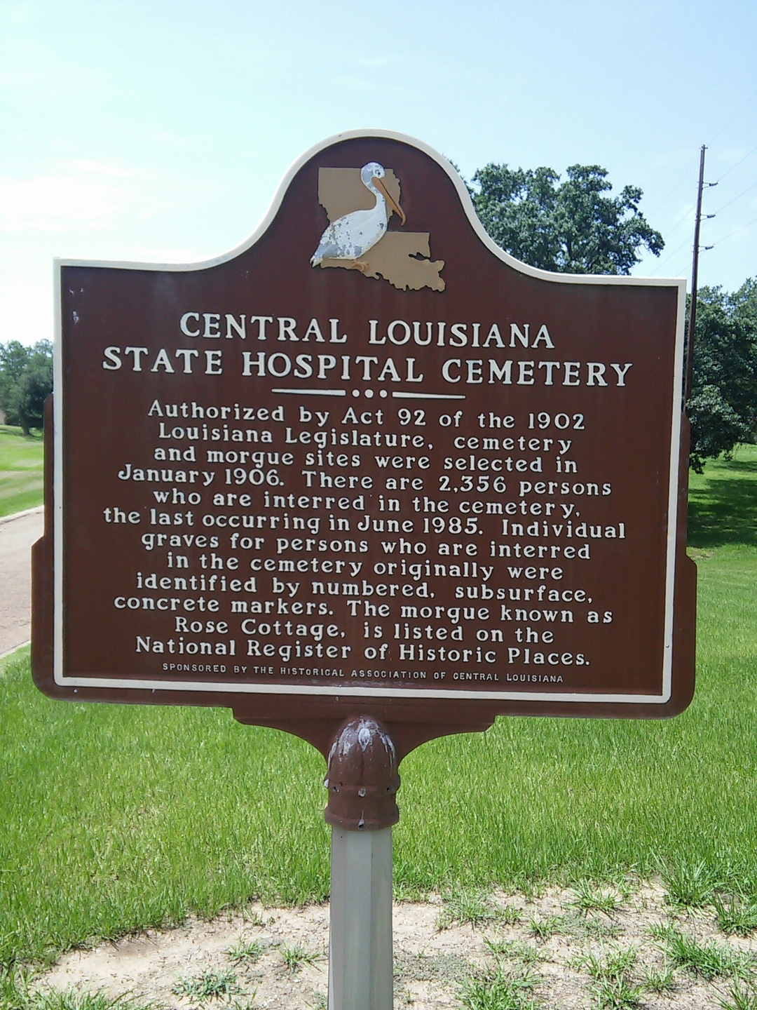 Central LA state Hospital Cemetery Sign
