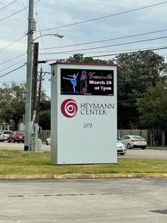 Sign of the theater marking the showtimes
