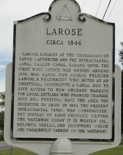 Plaque of the History of Larose