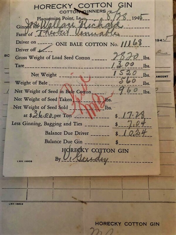 Receipt for Cotton Bale Payment