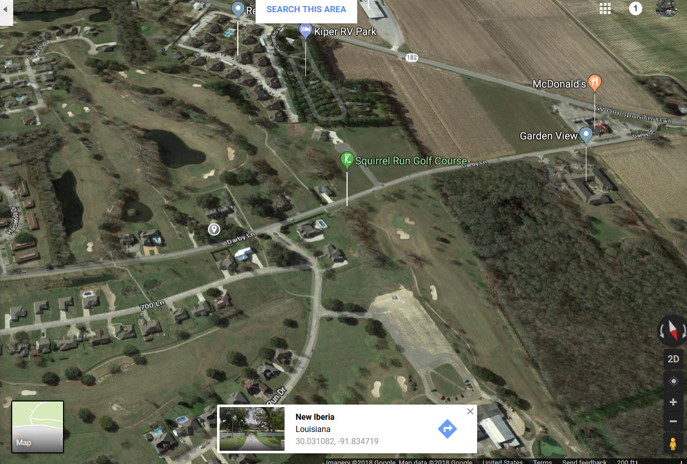 Darby Road is just off LA 182 on the north side of New Iberia.