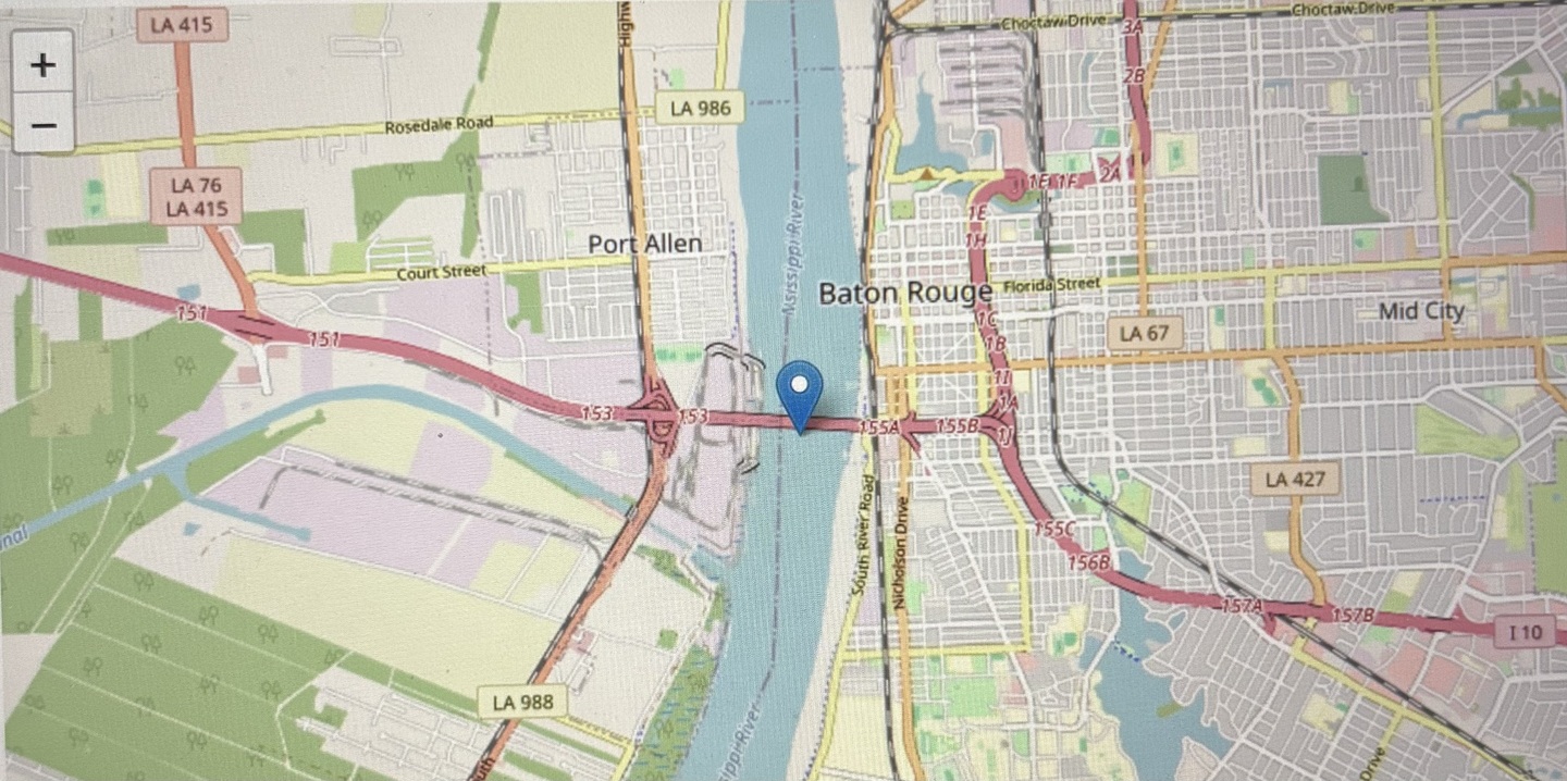 Map Location: Horace Wilkinson Bridge
lat: 30.438333 / lon: -91.196667 / utm: 15/673171/3368738