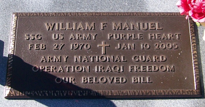 Memorial plaque on SSG Manuel's headstone