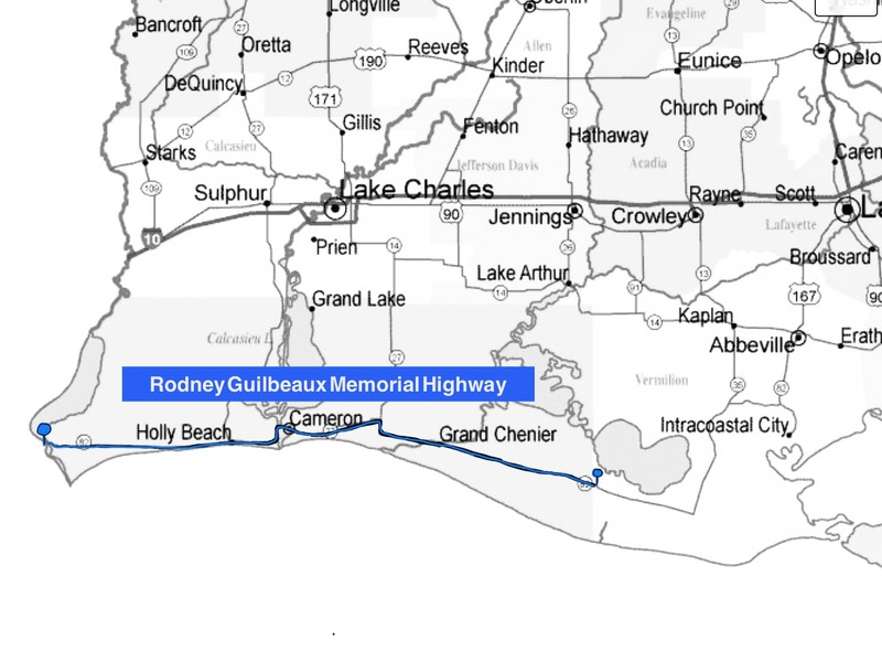 Location of Rodney Guilbeaux Memorial Highway