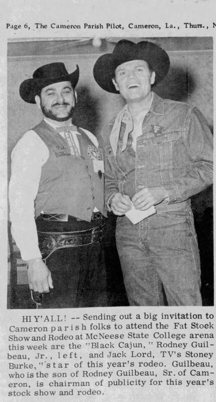 Newspaper invitation to Cameron Parish residents for a Stock Show and Rodeo.